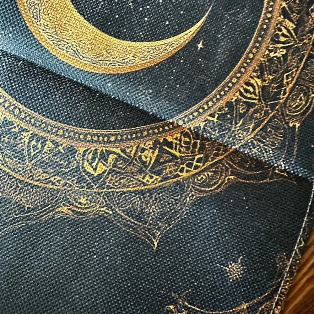 Gold Crescent MoonTapestry - Black and Gold Celestial Decor